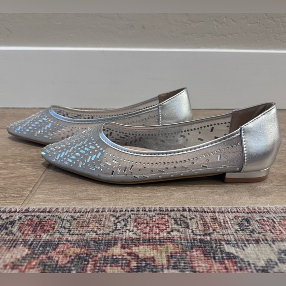Lulu’s silver sparklee rhinestone pointed toe ballet flats - Picture 3 of 3